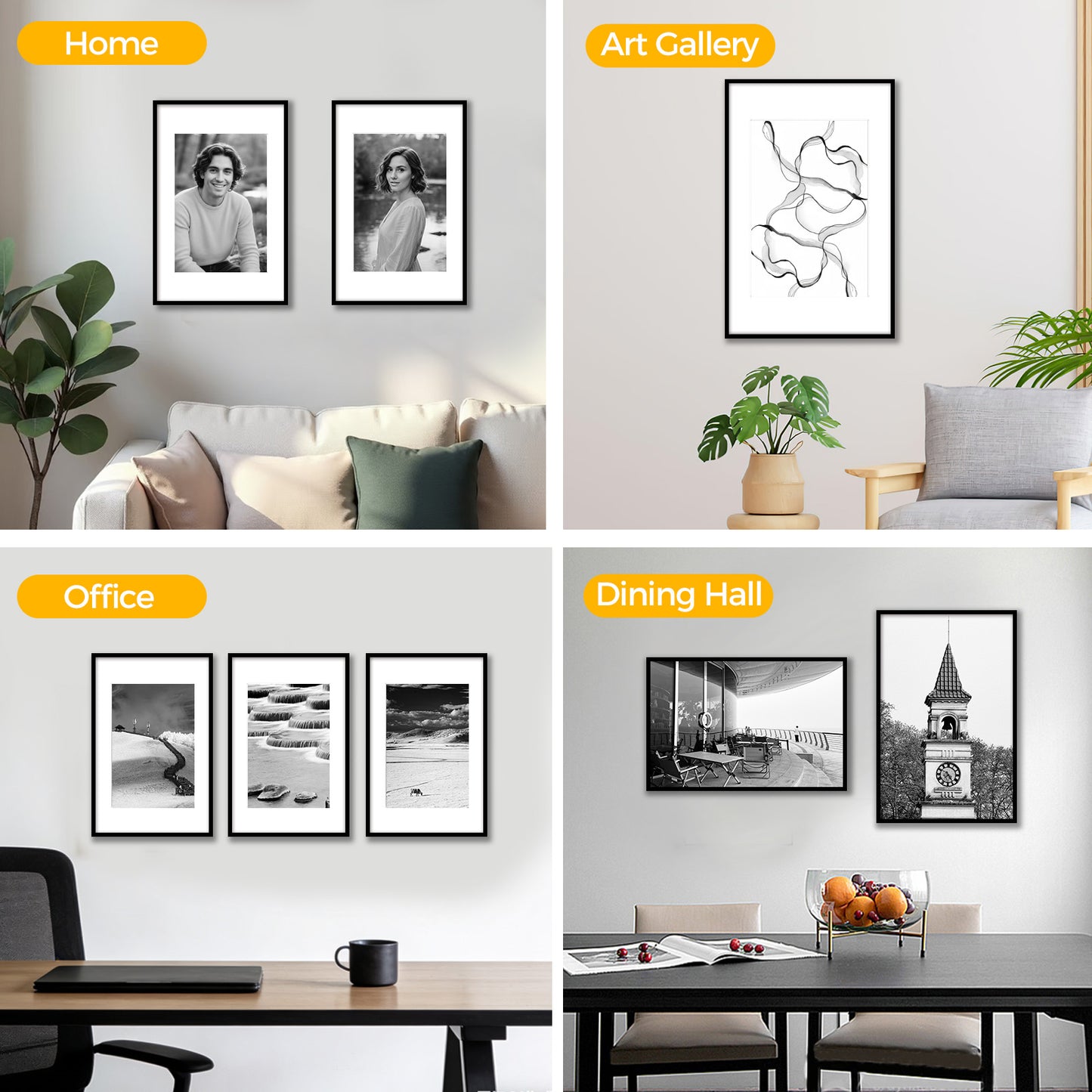 Kuxerla 11x17 Poster Frames,Metal 11x17 Picture Frames Display 8x12 Picture with Mat or 11x17 without Mat,Black,2 pack