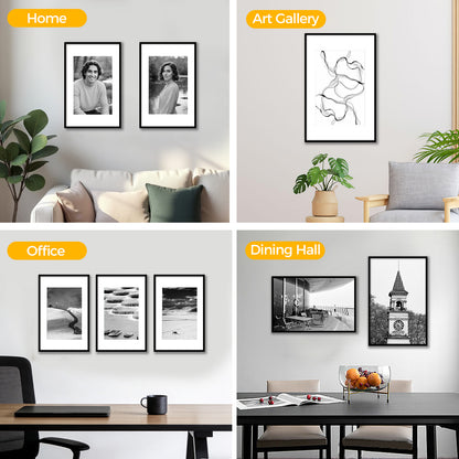 Kuxerla 11x17 Poster Frames,Metal 11x17 Picture Frames Display 8x12 Picture with Mat or 11x17 without Mat,Black,2 pack