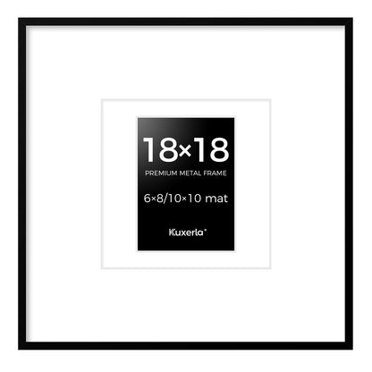 Kuxerla 18x18 Picture Frames,Wall Gallery Photo Frame with Mat Display 6x8 or 10x10 Photos, Wall Hanging Frame for 18x18 Picture Without Mat,Black