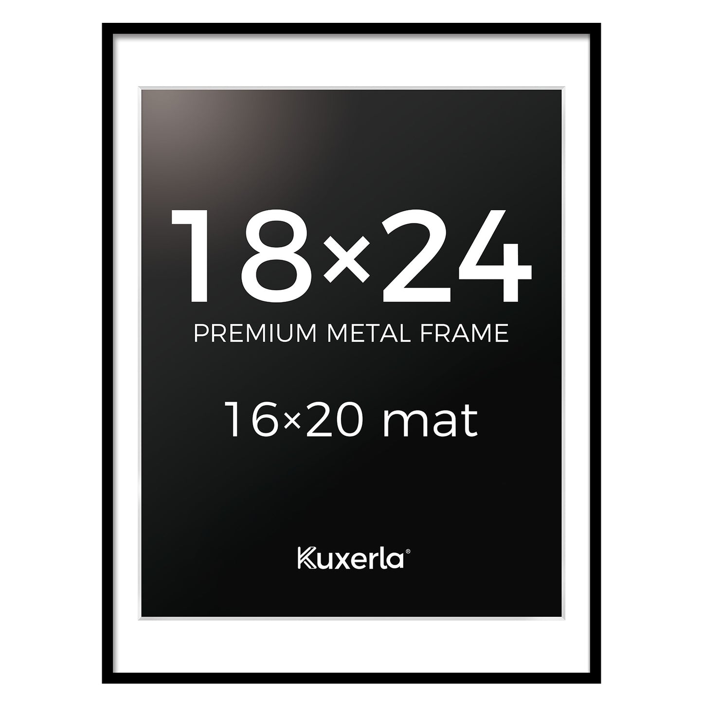 Kuxerla Picture Frame 18x24 Holds 16x20 Photos with Mat or 18x24 Photo without Mat. With Clear Acrylic Front and MDF Back Panel.Black