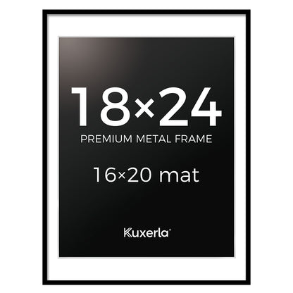 Kuxerla Picture Frame 18x24 Holds 16x20 Photos with Mat or 18x24 Photo without Mat. With Clear Acrylic Front and MDF Back Panel.Black