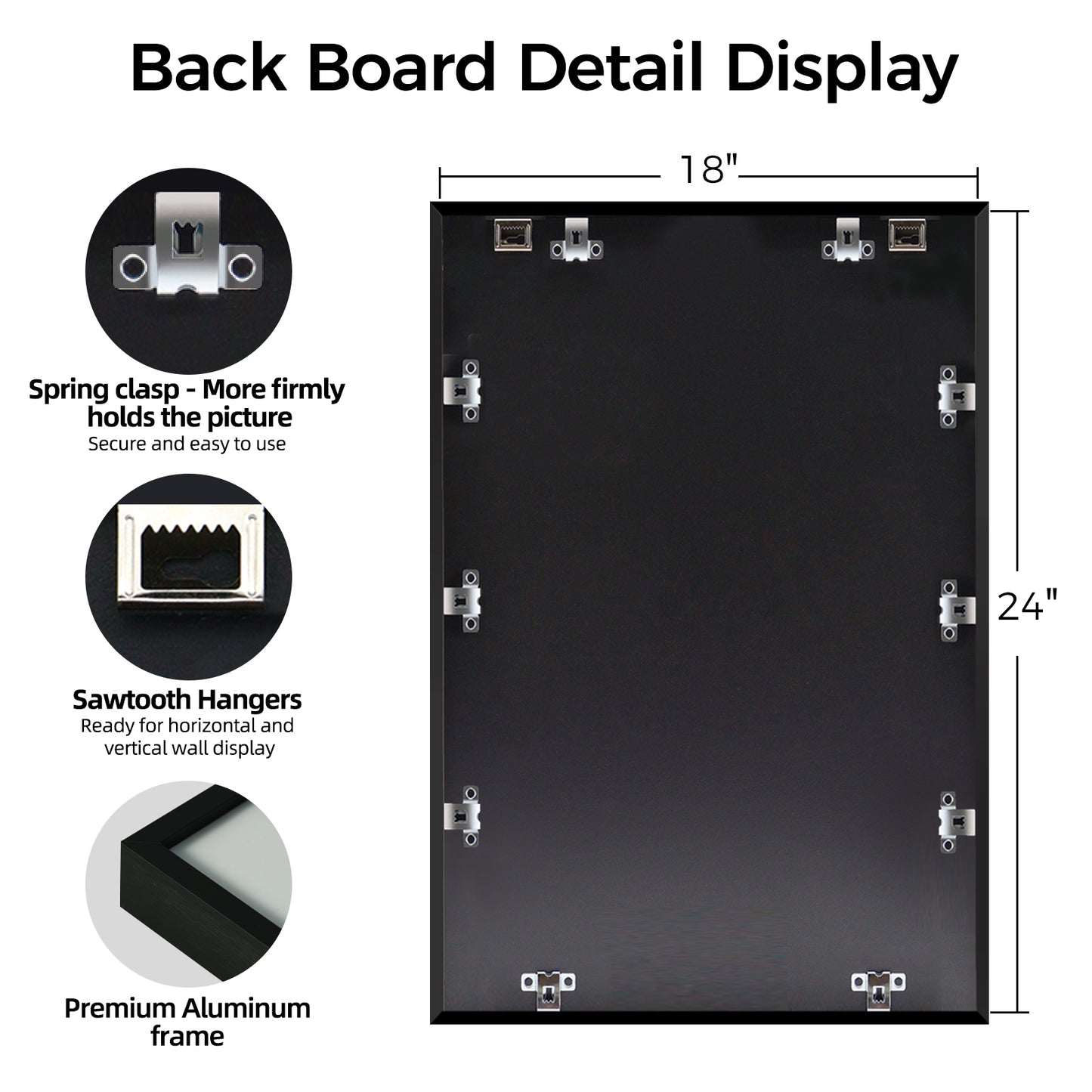 Kuxerla Picture Frame 18x24 Holds 16x20 Photos with Mat or 18x24 Photo without Mat. With Clear Acrylic Front and MDF Back Panel.Black