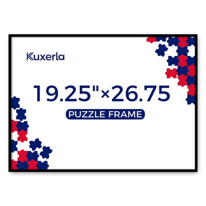 Kuxerla Puzzle Frame for 19.25x27.65 Puzzle,with Clear Acrylic Cover and Sturdy Back Panel,Horizontal or Vertical Display,Black