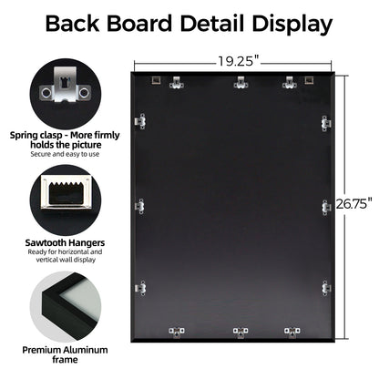 Kuxerla Puzzle Frame for 19.25x27.65 Puzzle,with Clear Acrylic Cover and Sturdy Back Panel,Horizontal or Vertical Display,Black