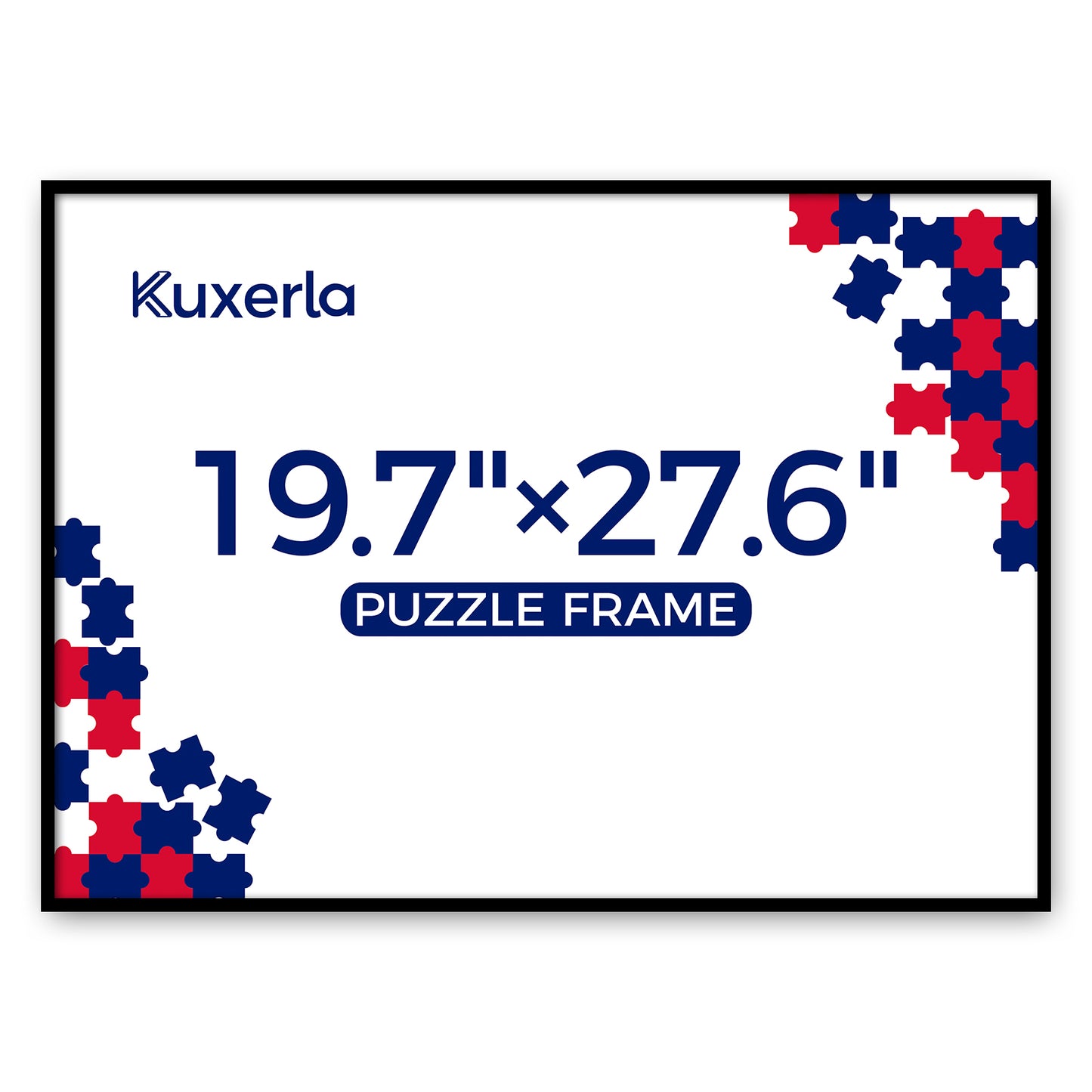 Kuxerla Puzzle Frame 19.7x27.6 inch-50x70CM Metal Picture Frames with Clear Acrylic Cover and Sturdy Back Panel Horizontal or Vertical Display Black