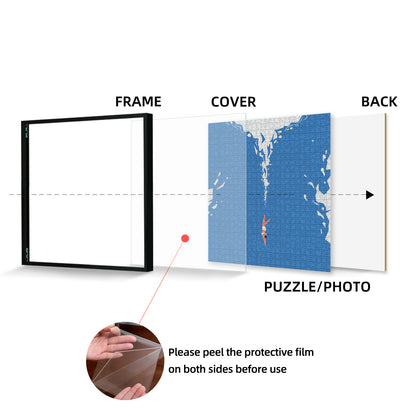 Kuxerla Puzzle Frame for 20x20 Puzzle,with Clear Acrylic Cover and Sturdy Back Panel,Horizontal or Vertical Display,Black