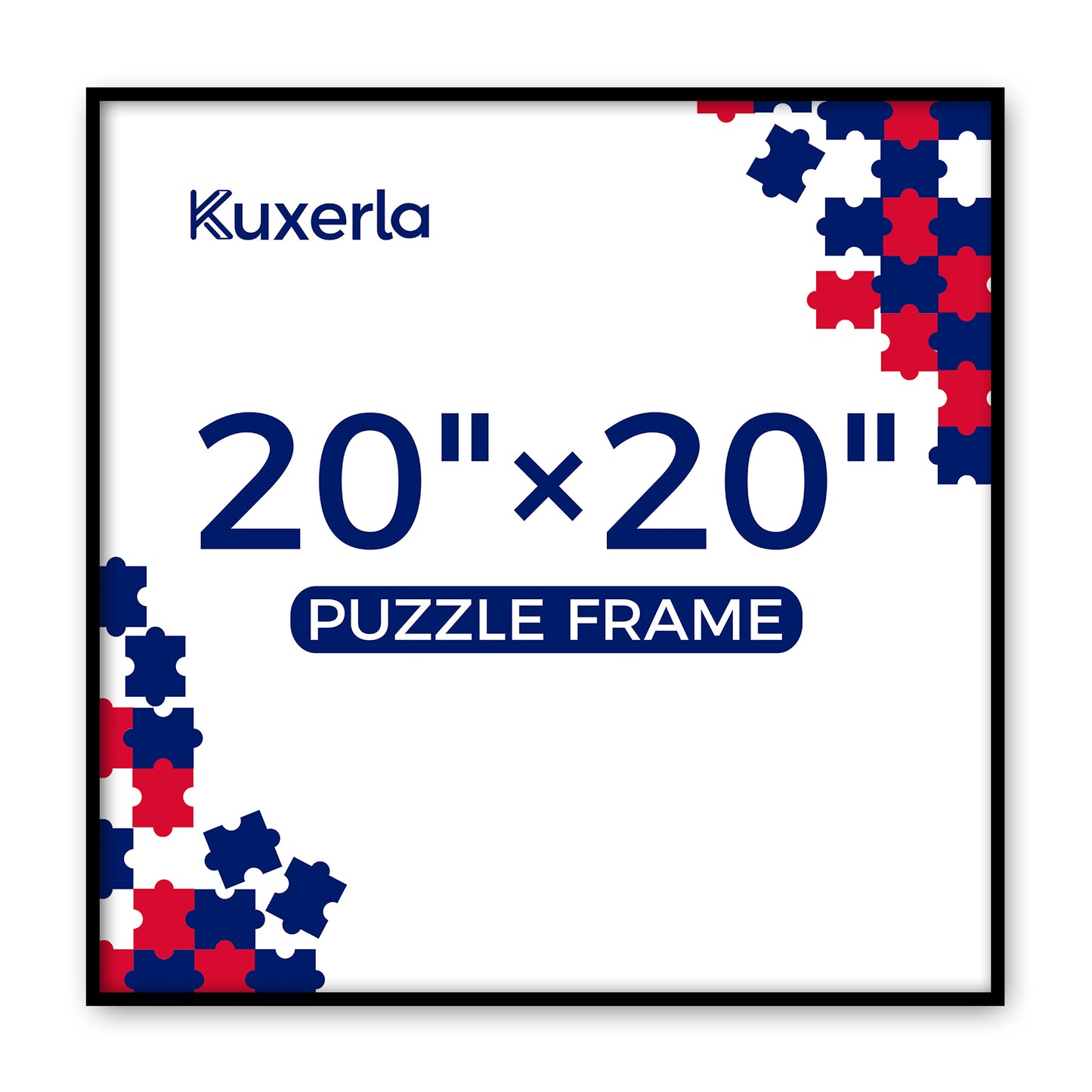 Kuxerla Puzzle Frame for 20x20 Puzzle,with Clear Acrylic Cover and Sturdy Back Panel,Horizontal or Vertical Display,Black