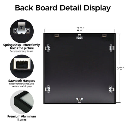 Kuxerla Puzzle Frame for 20x20 Puzzle,with Clear Acrylic Cover and Sturdy Back Panel,Horizontal or Vertical Display,Black