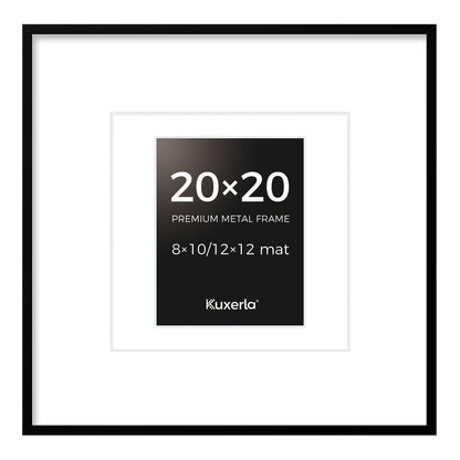 Kuxerla 20x20 Picture Frames,Wall Gallery Photo Frame with Mat Display 8x10 or 12x12 Photos, Wall Hanging Frame for 20x20 Picture Without Mat,Black