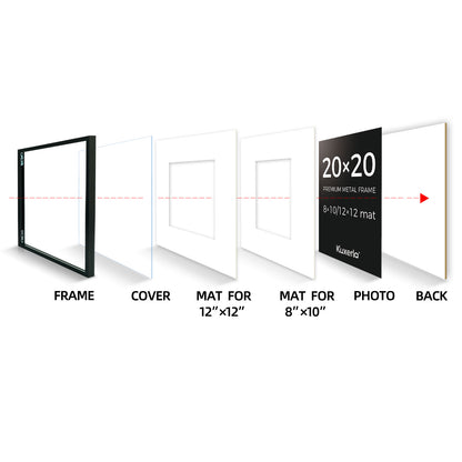 Kuxerla 20x20 Picture Frames,Wall Gallery Photo Frame with Mat Display 8x10 or 12x12 Photos, Wall Hanging Frame for 20x20 Picture Without Mat,Black