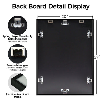 Kuxerla Puzzle Frame for 20x27 Puzzle,with Clear Acrylic Cover and Sturdy Back Panel,Horizontal or Vertical Display,Black