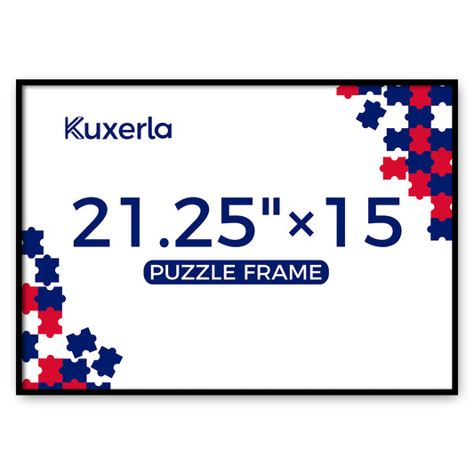 Kuxerla Puzzle Frame for 21.25x15 Puzzle,with Clear Acrylic Cover and Sturdy Back Panel,Horizontal or Vertical Display,Black