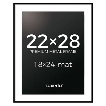 Kuxerla picture Frame 22x28 Holds 18x24 Photos with Mat or 22x28 Photo without Mat. With Clear Acrylic Front and MDF Back Panel.Black