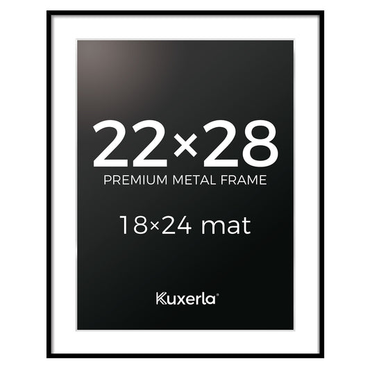 Kuxerla picture Frame 22x28 Holds 18x24 Photos with Mat or 22x28 Photo without Mat. With Clear Acrylic Front and MDF Back Panel.Black