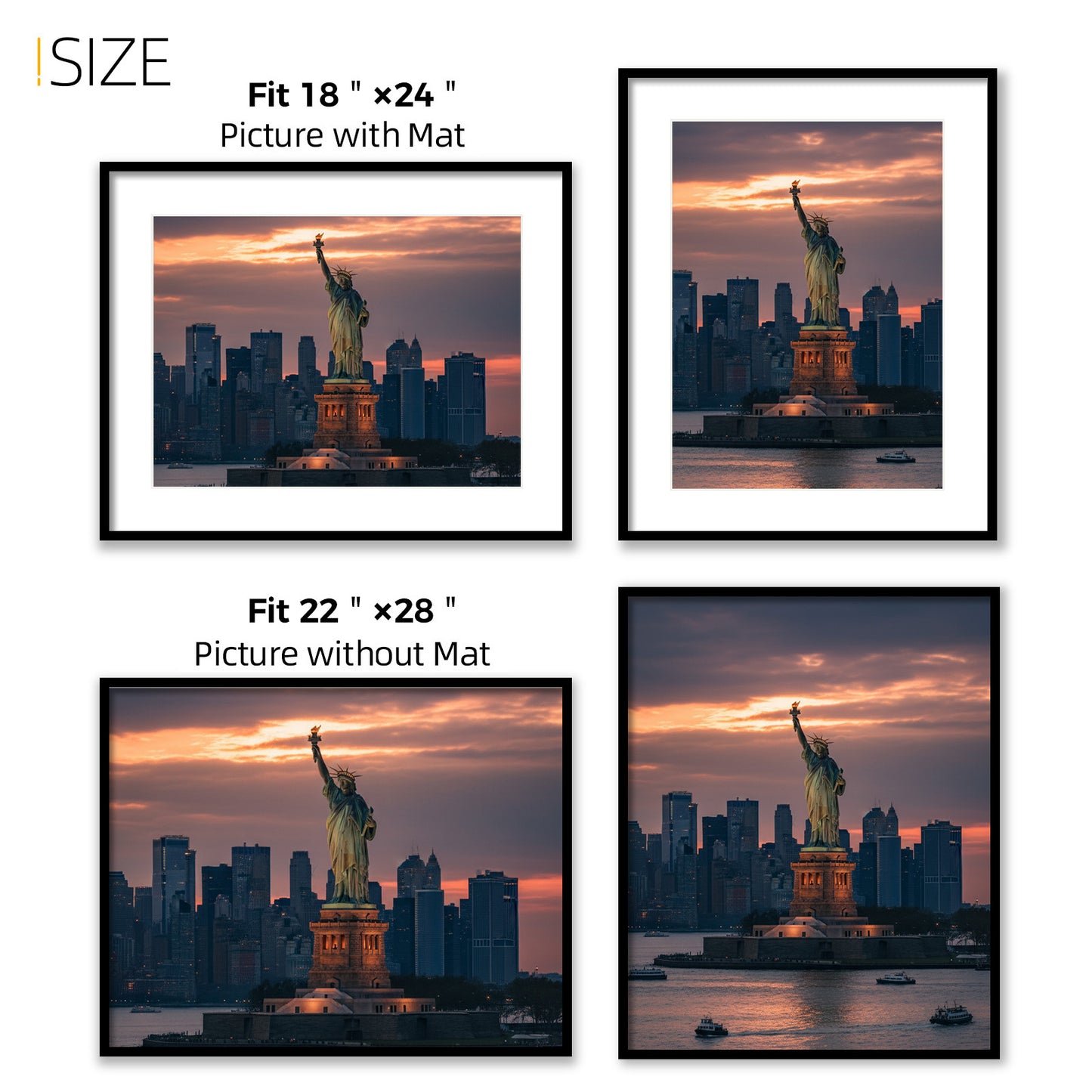 Kuxerla picture Frame 22x28 Holds 18x24 Photos with Mat or 22x28 Photo without Mat. With Clear Acrylic Front and MDF Back Panel.Black