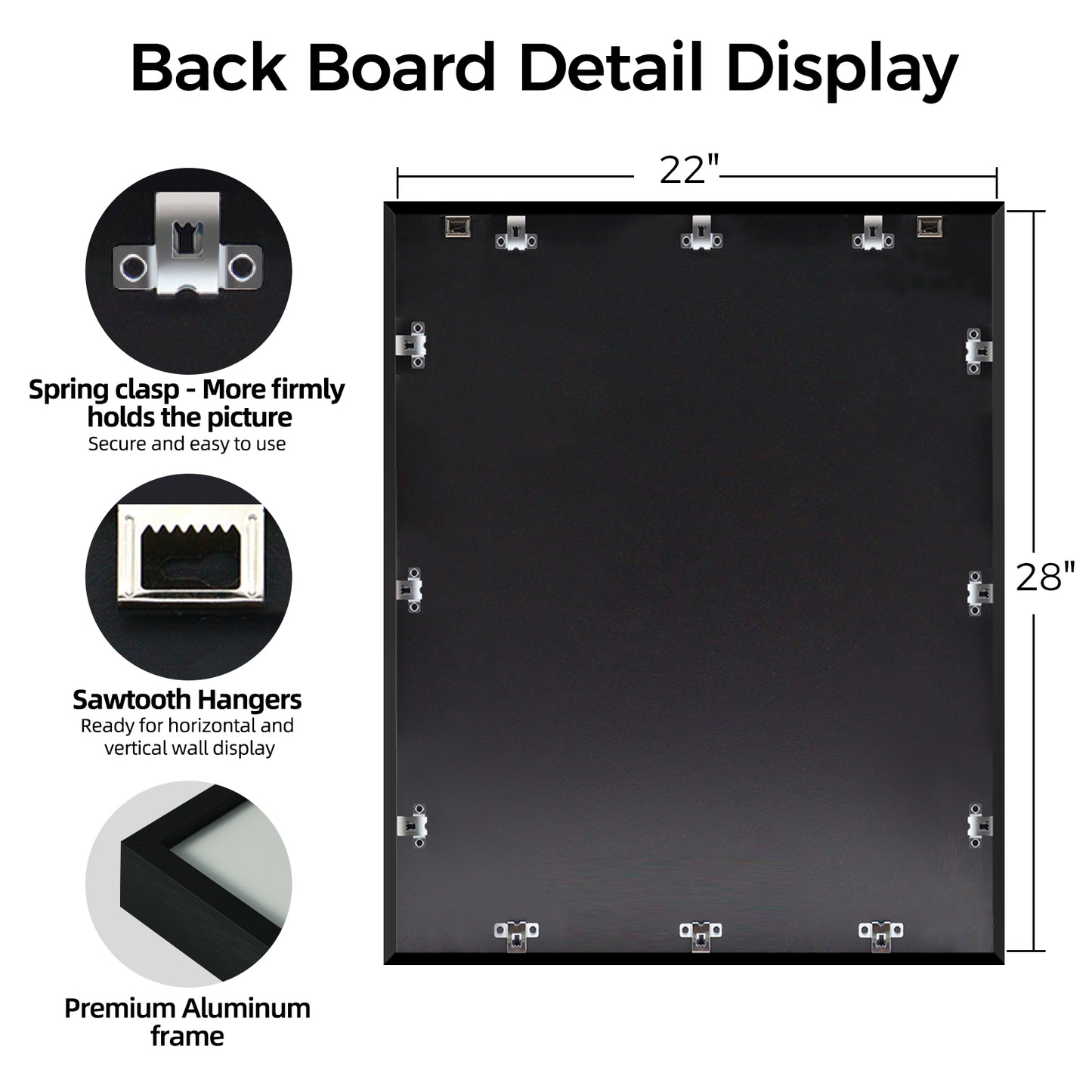 Kuxerla picture Frame 22x28 Holds 18x24 Photos with Mat or 22x28 Photo without Mat. With Clear Acrylic Front and MDF Back Panel.Black