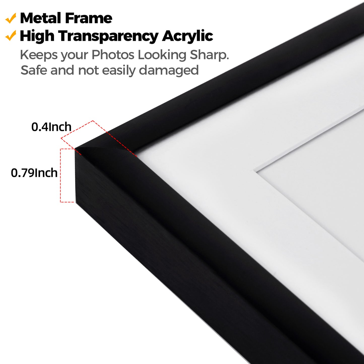 Kuxerla picture Frame 22x28 Holds 18x24 Photos with Mat or 22x28 Photo without Mat. With Clear Acrylic Front and MDF Back Panel.Black