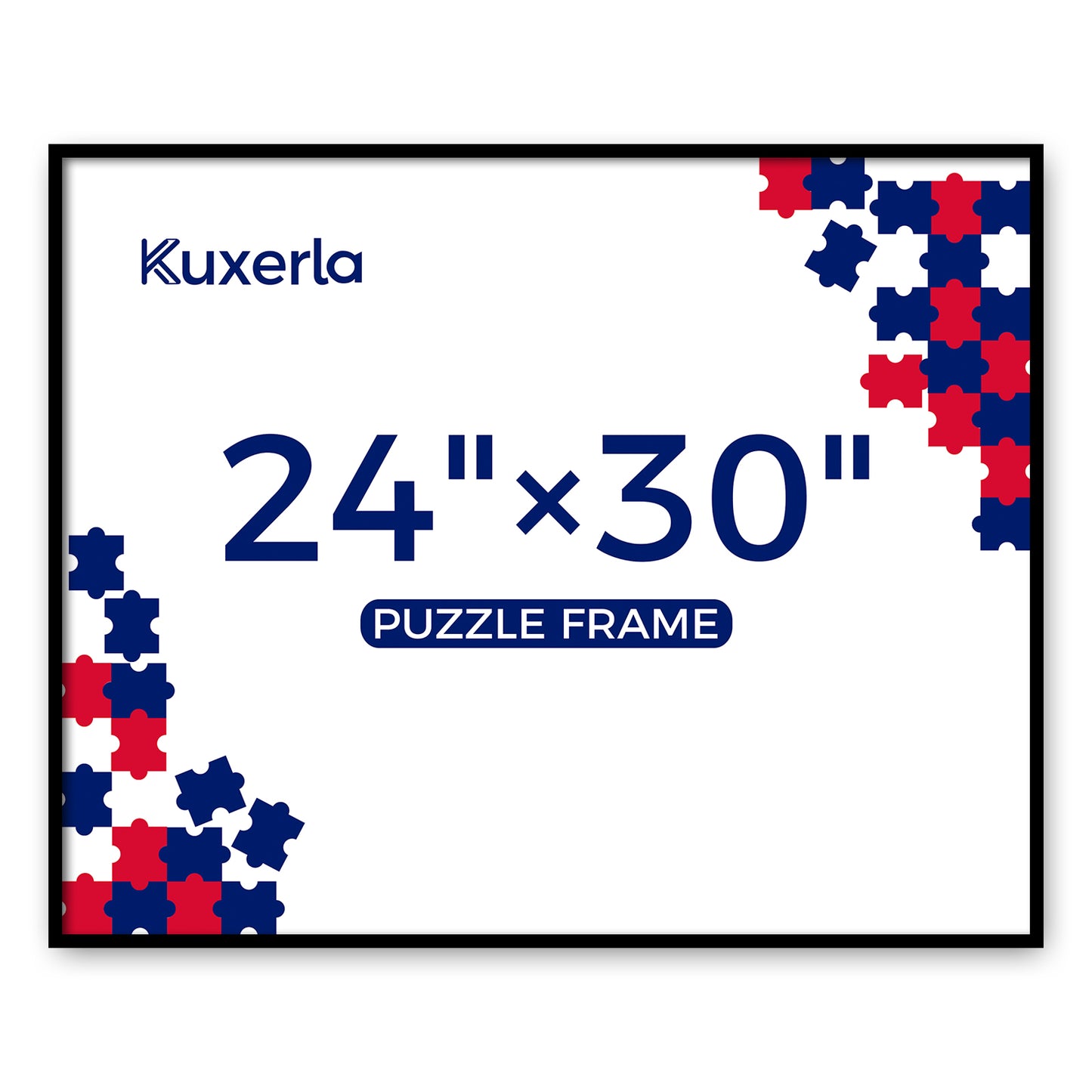 Kuxerla Puzzle Frame 24x30 inch-61x76CM Metal Picture Frames with Clear Acrylic Cover and Sturdy Back Panel Horizontal or Vertical Display Black