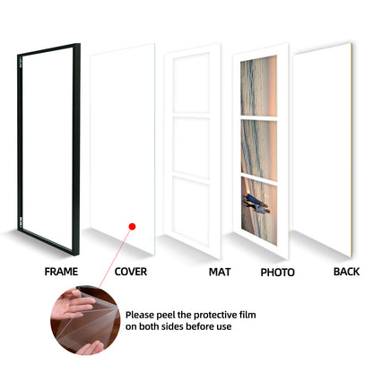 Kuxerla 6x20 Collage Picture Frame ,Displays 3Pcs 4x6 Pictures with Mat or 1Pcs 6x20 Picture without Mat , Collage Picture Frame for Horizontal or Vertical Display, Black, 1 Pack