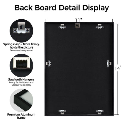 Kuxerla 11x14 Collage Picture Frame ,Displays 2Pcs 5x7 Pictures with Mat or 1Pcs 11x14 Picture without Mat , Collage Picture Frame for Horizontal or Vertical Display, Black, 1 Pack