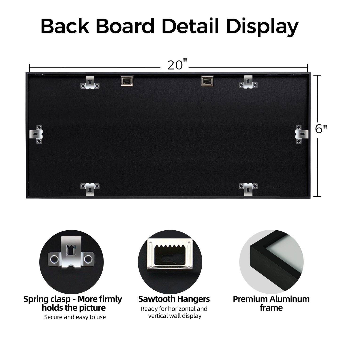 Kuxerla 6x20 Collage Picture Frame ,Displays 3Pcs 4x6 Pictures with Mat or 1Pcs 6x20 Picture without Mat , Collage Picture Frame for Horizontal or Vertical Display, Black, 1 Pack