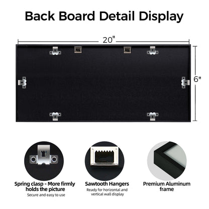 Kuxerla 6x20 Collage Picture Frame ,Displays 3Pcs 4x6 Pictures with Mat or 1Pcs 6x20 Picture without Mat , Collage Picture Frame for Horizontal or Vertical Display, Black, 1 Pack