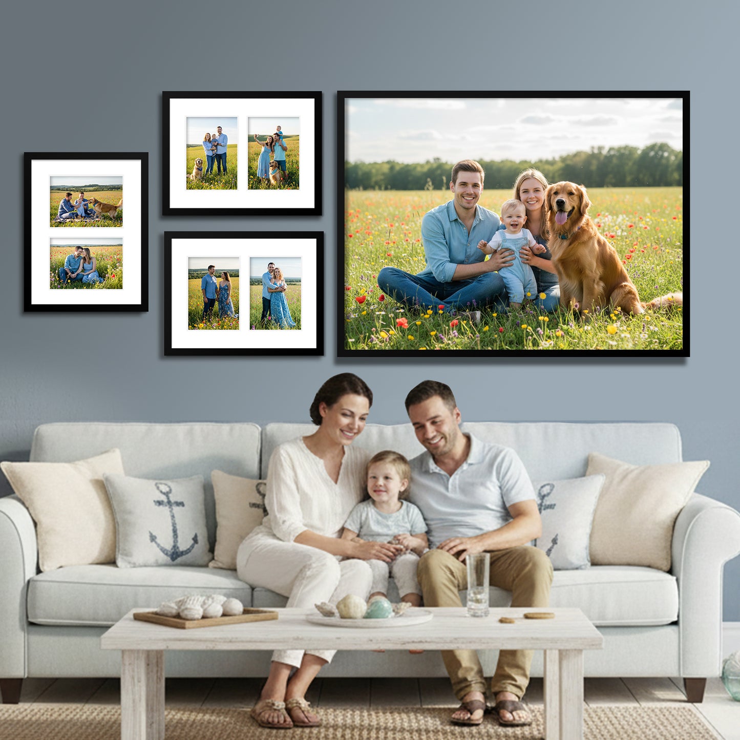 Kuxerla 11x14 Collage Picture Frame ,Displays 2Pcs 5x7 Pictures with Mat or 1Pcs 11x14 Picture without Mat , Collage Picture Frame for Horizontal or Vertical Display, Black, 1 Pack