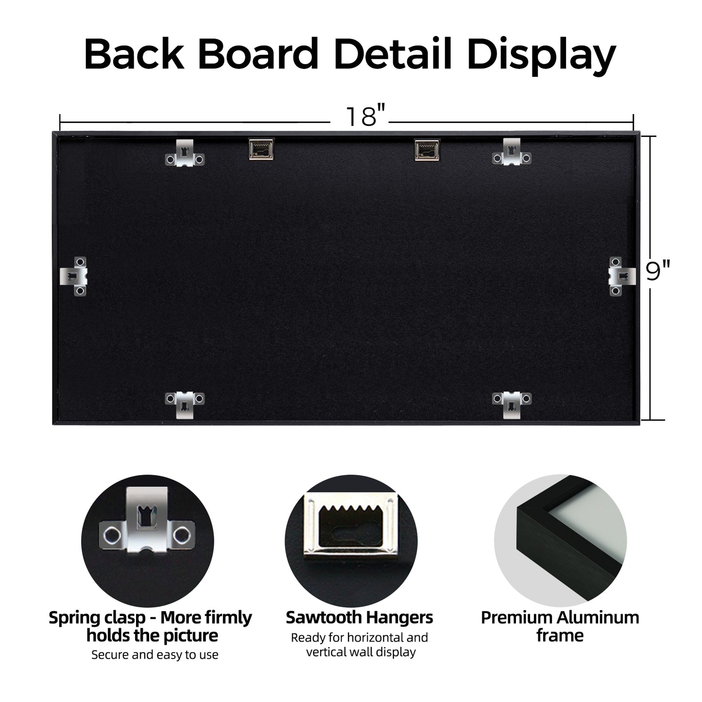 Kuxerla 9x18 Collage Picture Frame ,Displays 3Pcs 5x7 Pictures with Mat or 1Pcs 9x18 Picture without Mat , Collage Picture Frame for Horizontal or Vertical Display, Black, 1 Pack