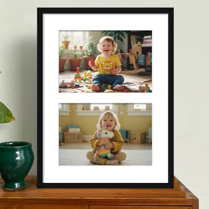 Kuxerla 8x10 Collage Picture Frame ,Displays 2Pcs 4x6 Pictures with Mat or 1Pcs 8x10 Picture without Mat , Collage Picture Frame for Horizontal or Vertical Display, Black, 1 Pack