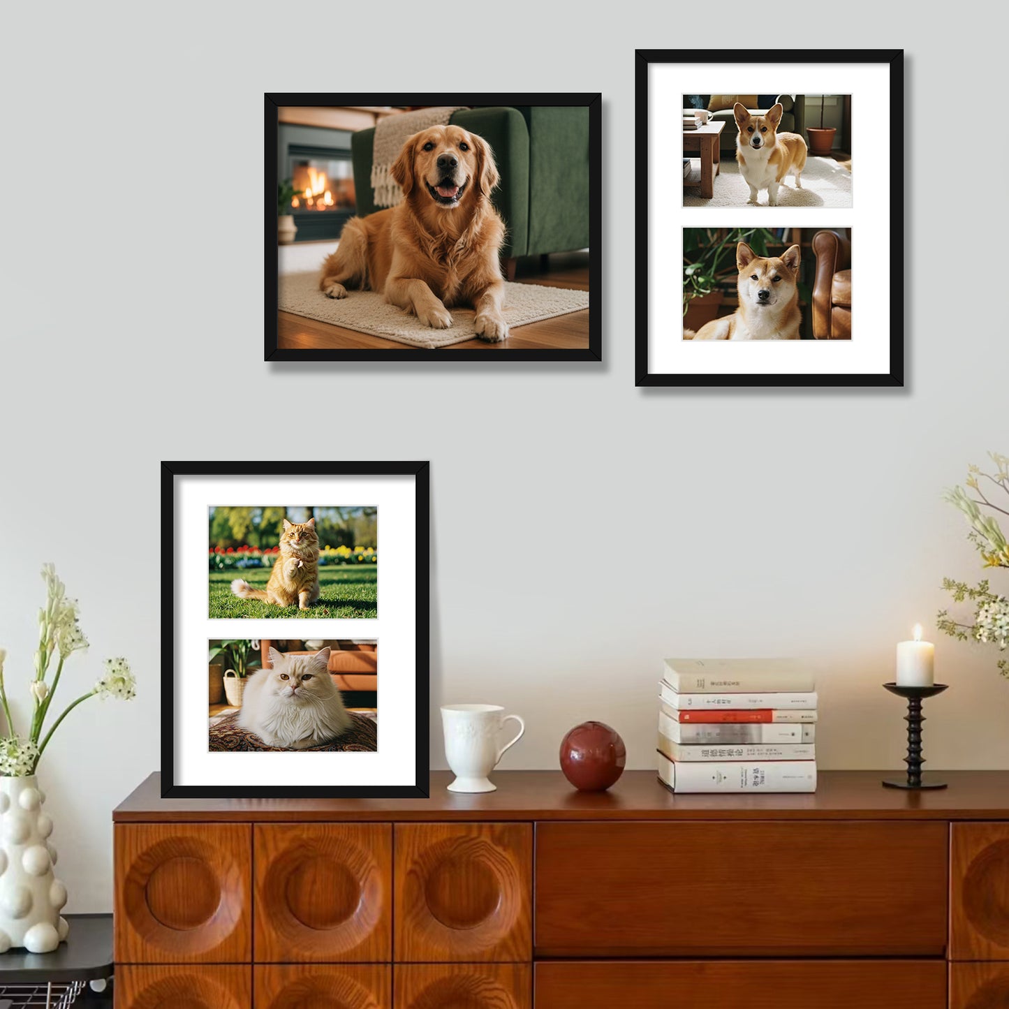 Kuxerla 11x14 Collage Picture Frame ,Displays 2Pcs 5x7 Pictures with Mat or 1Pcs 11x14 Picture without Mat , Collage Picture Frame for Horizontal or Vertical Display, Black, 1 Pack