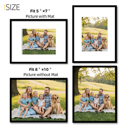 Kuxerla Picture Frame 8x10 Holds 5x7 Photos with Mat or 8x10 Photo without Mat. With Clear Acrylic Front and MDF Back Panel. Pack of 2,Black