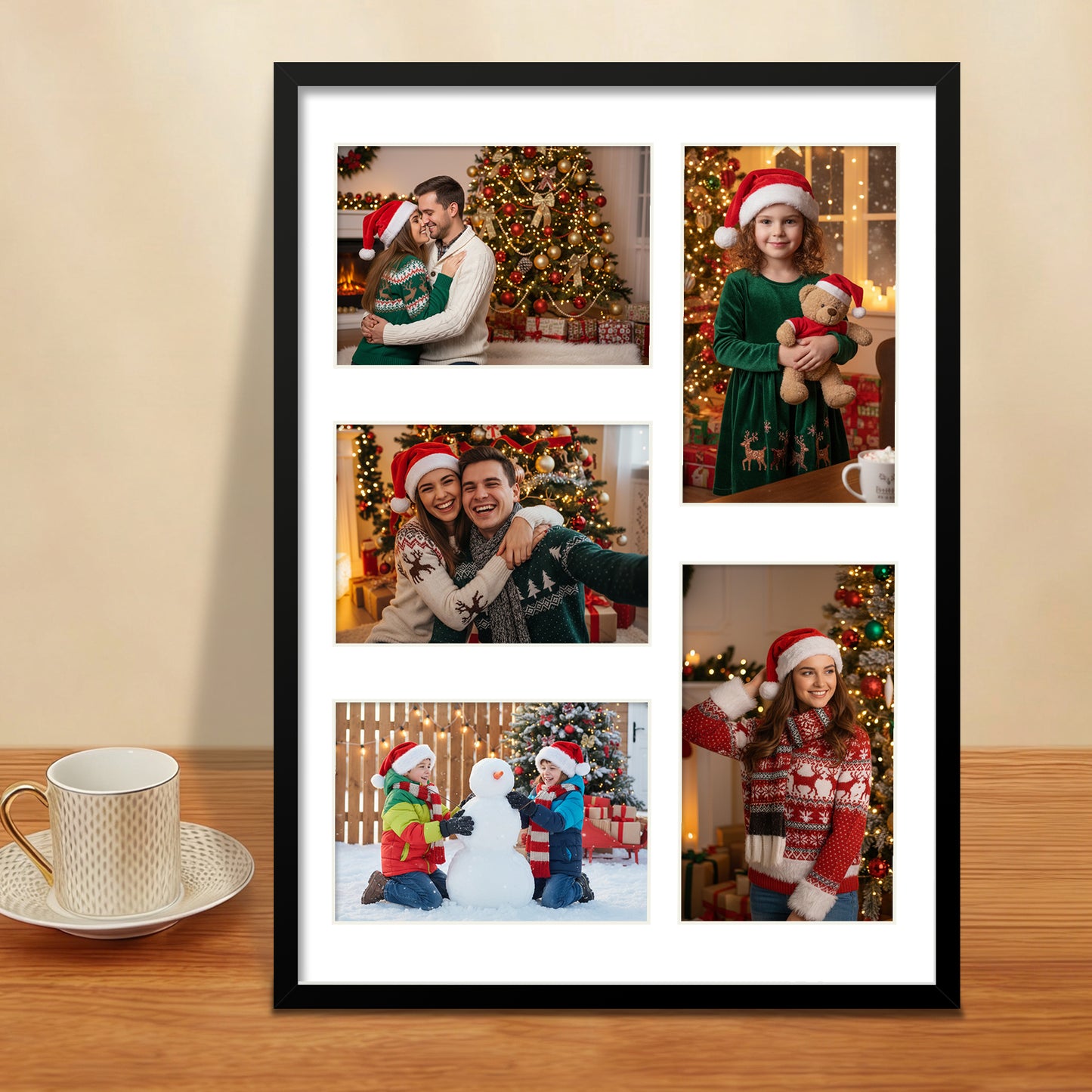 Kuxerla 11x14 Collage Picture Frame ,Displays 5Pcs 4x6 Pictures with Mat or 1Pcs 11x14 Picture without Mat , Collage Picture Frame for Horizontal or Vertical Display, Black, 1 Pack