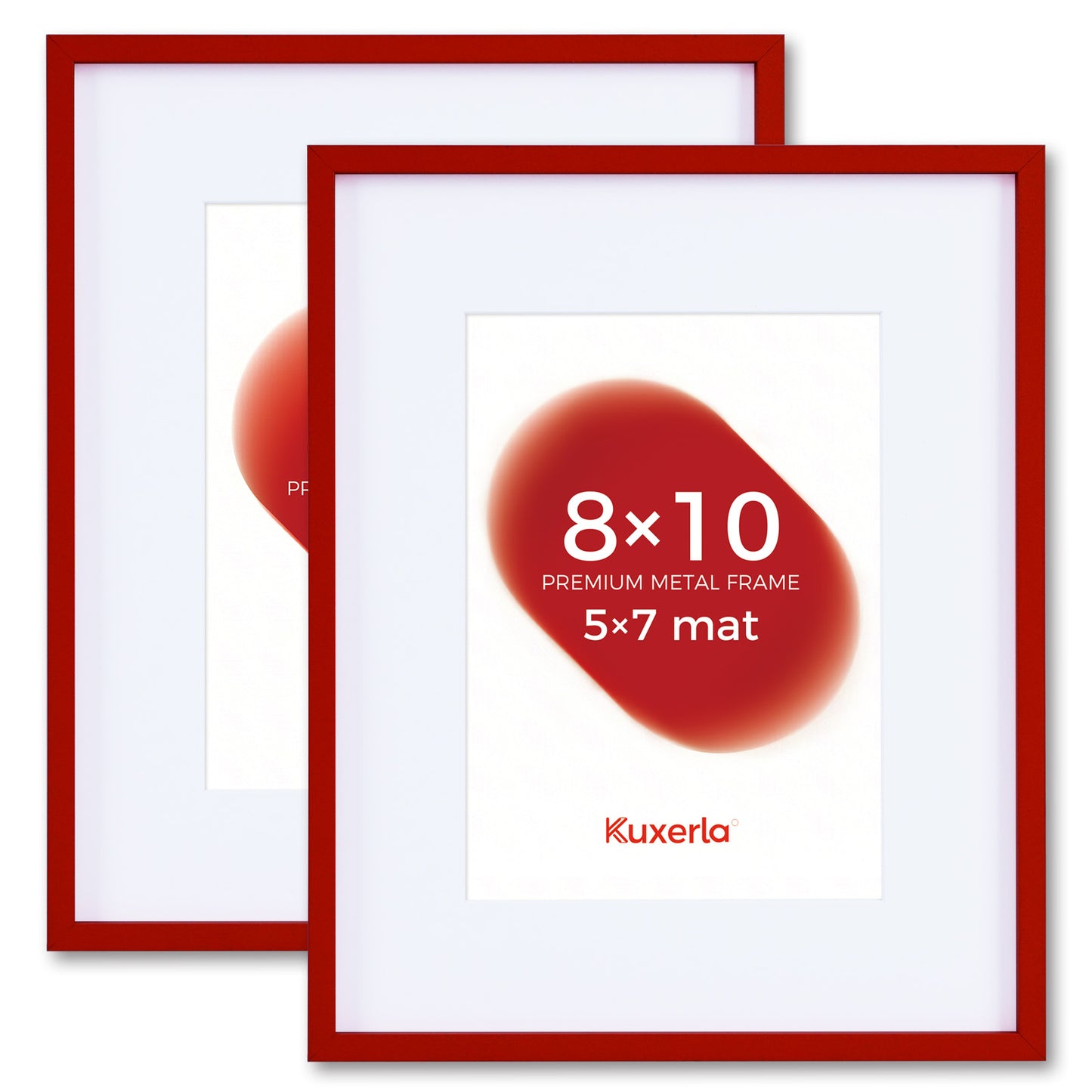 Kuxerla 8x10 Picture Frame Holds 5x7 Picture with Mat or 8x10 Picture without Mat,With Clear Acrylic Front and MDF Back Panel,Pack of 2,Red