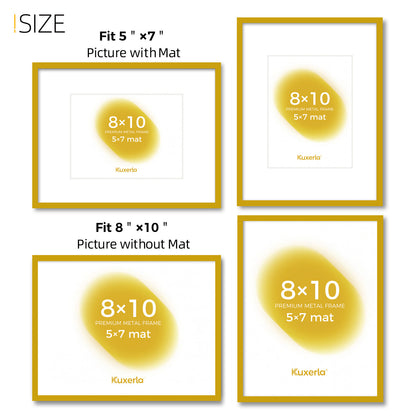 Kuxerla 8x10 Picture Frame Holds 5x7 Picture with Mat or 8x10 Picture without Mat,With Clear Acrylic Front and MDF Back Panel,Pack of 2,Yellow