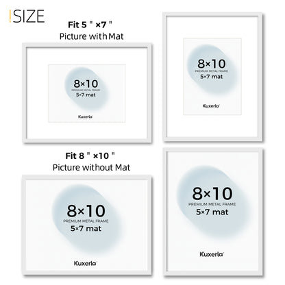 Kuxerla 8x10 Picture Frame Holds 5x7 Picture with Mat or 8x10 Picture without Mat,With Clear Acrylic Front and MDF Back Panel,Pack of 2,WHITE