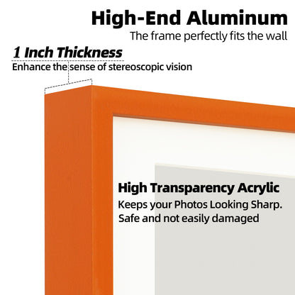 Kuxerla 11x14 Picture Frame Holds 8.5x11 Picture with Mat or 11x14 Picture without Mat,With Clear Acrylic Front and MDF Back Panel,Pack of 2,Orange