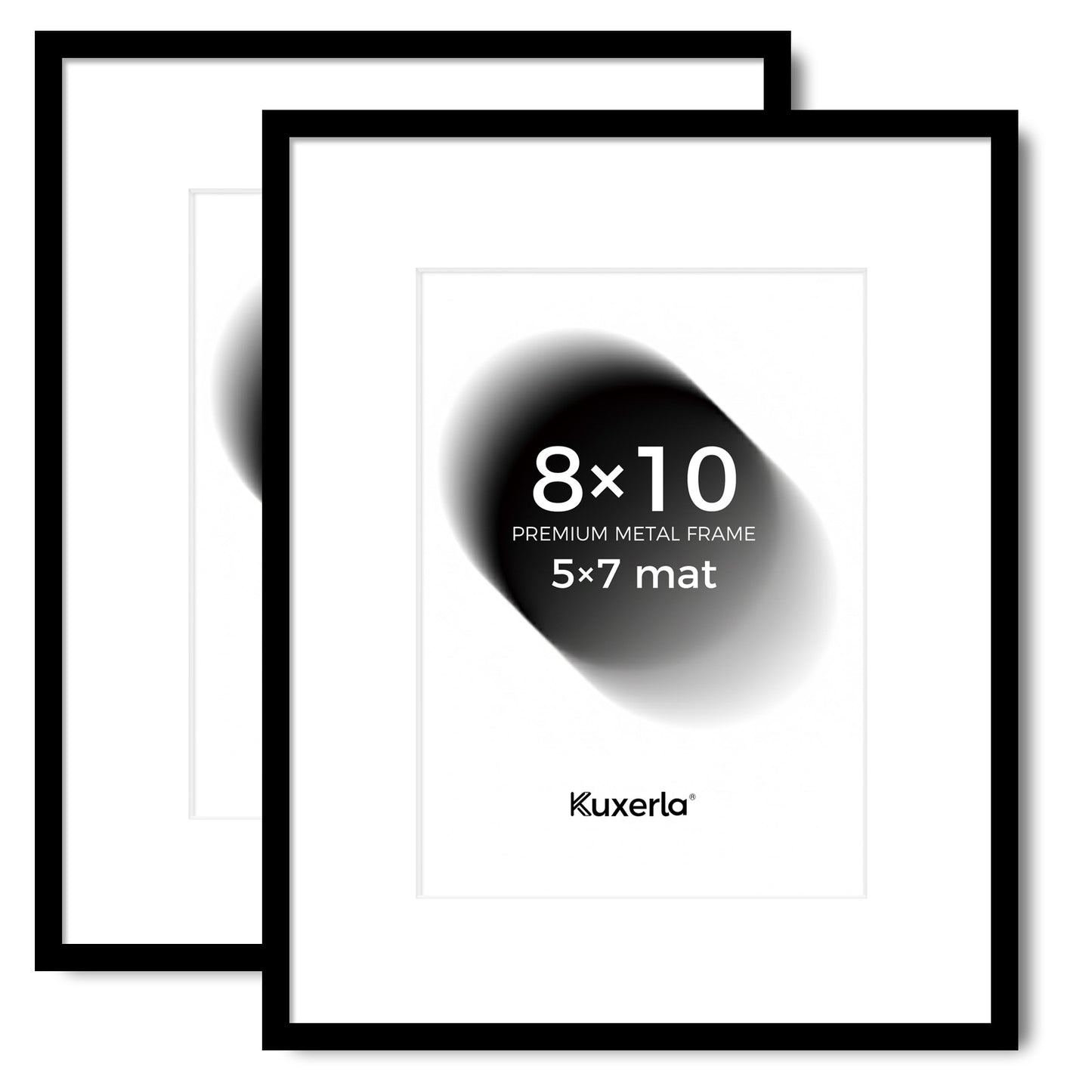Kuxerla 8x10 Picture Frame Holds 5x7 Picture with Mat or 8x10 Picture without Mat,With Clear Acrylic Front and MDF Back Panel,Pack of 2,Black