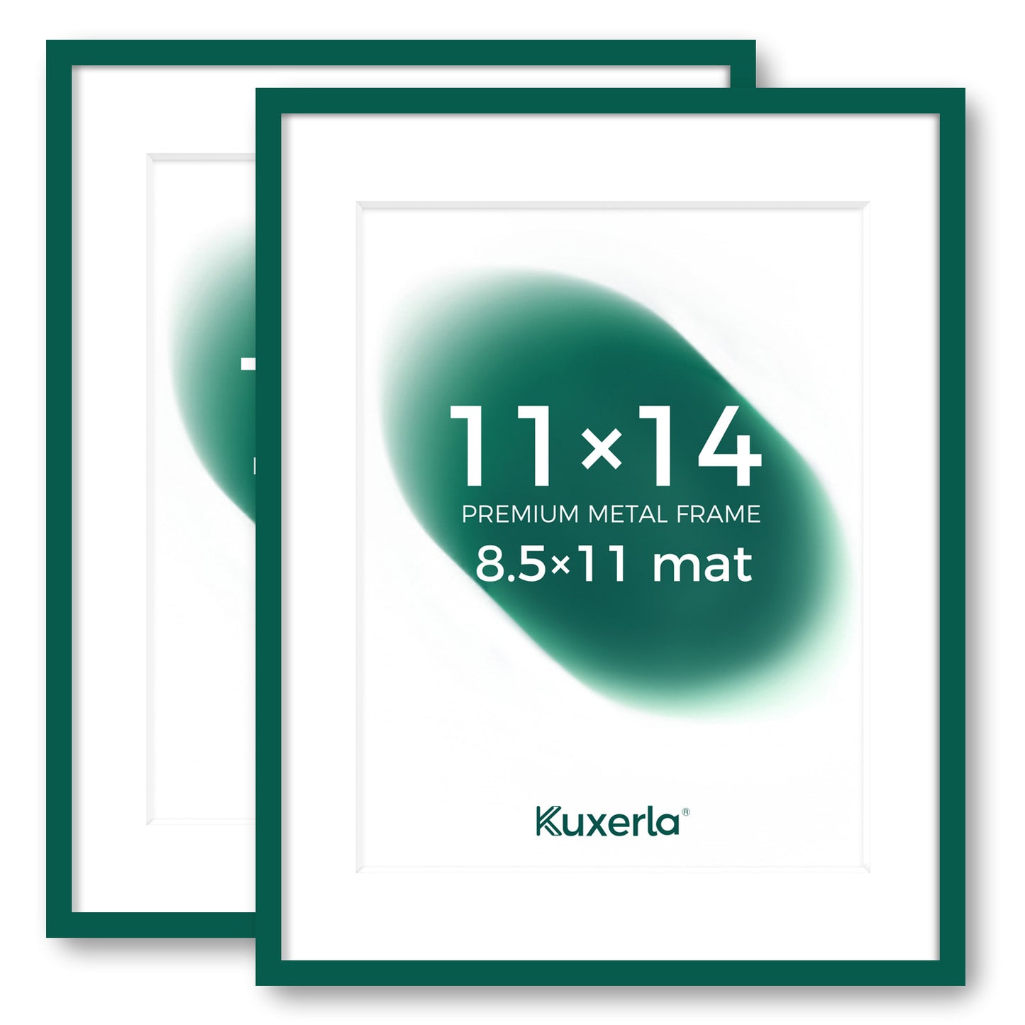 Kuxerla 11x14 Picture Frame Holds 8.5x11 Picture with Mat or 11x14 Picture without Mat,With Clear Acrylic Front and MDF Back Panel,Pack of 2,Green