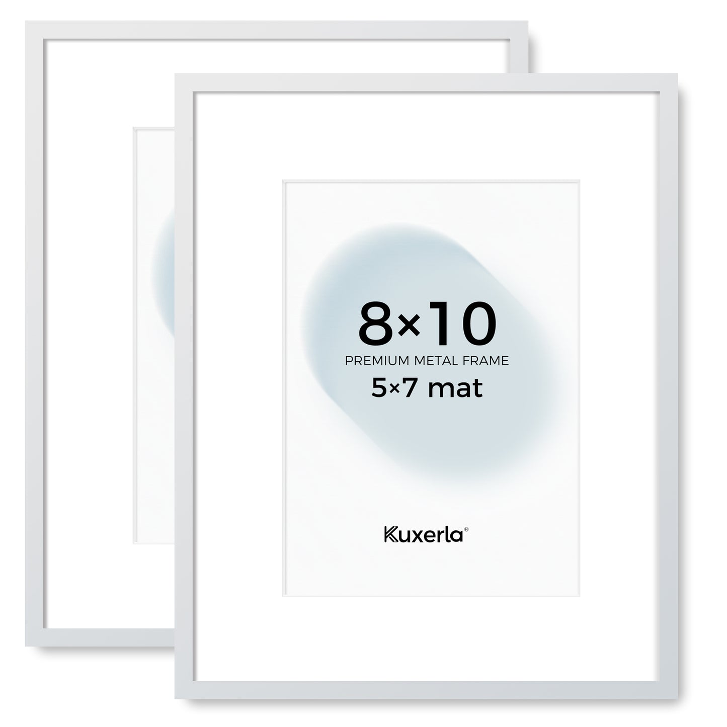 Kuxerla 8x10 Picture Frame Holds 5x7 Picture with Mat or 8x10 Picture without Mat,With Clear Acrylic Front and MDF Back Panel,Pack of 2,WHITE