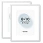 Kuxerla 8x10 Picture Frame Holds 5x7 Picture with Mat or 8x10 Picture without Mat,With Clear Acrylic Front and MDF Back Panel,Pack of 2,WHITE