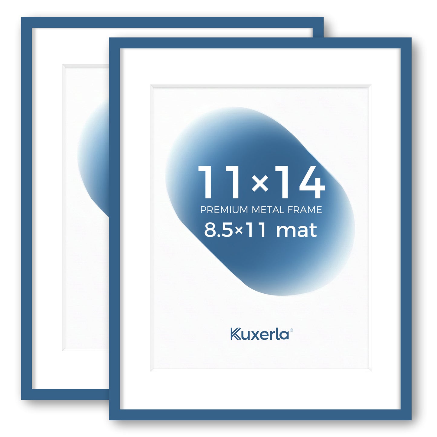 Kuxerla 11x14 Picture Frame Holds 8.5x11 Picture with Mat or 11x14 Picture without Mat,With Clear Acrylic Front and MDF Back Panel,Pack of 2,Blue