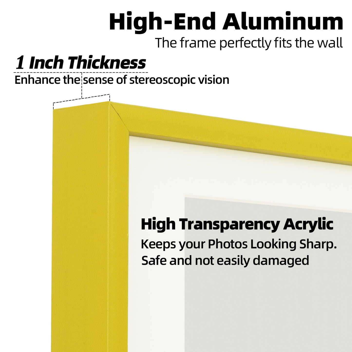 Kuxerla 8x10 Picture Frame Holds 5x7 Picture with Mat or 8x10 Picture without Mat,With Clear Acrylic Front and MDF Back Panel,Pack of 2,Yellow