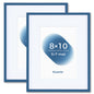 Kuxerla 8x10 Picture Frame Holds 5x7 Picture with Mat or 8x10 Picture without Mat,With Clear Acrylic Front and MDF Back Panel,Pack of 2,Blue