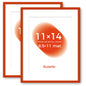 Kuxerla 11x14 Picture Frame Holds 8.5x11 Picture with Mat or 11x14 Picture without Mat,With Clear Acrylic Front and MDF Back Panel,Pack of 2,Orange
