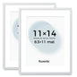 Kuxerla 11x14 Picture Frame Holds 8.5x11 Picture with Mat or 11x14 Picture without Mat,With Clear Acrylic Front and MDF Back Panel,Pack of 2,White