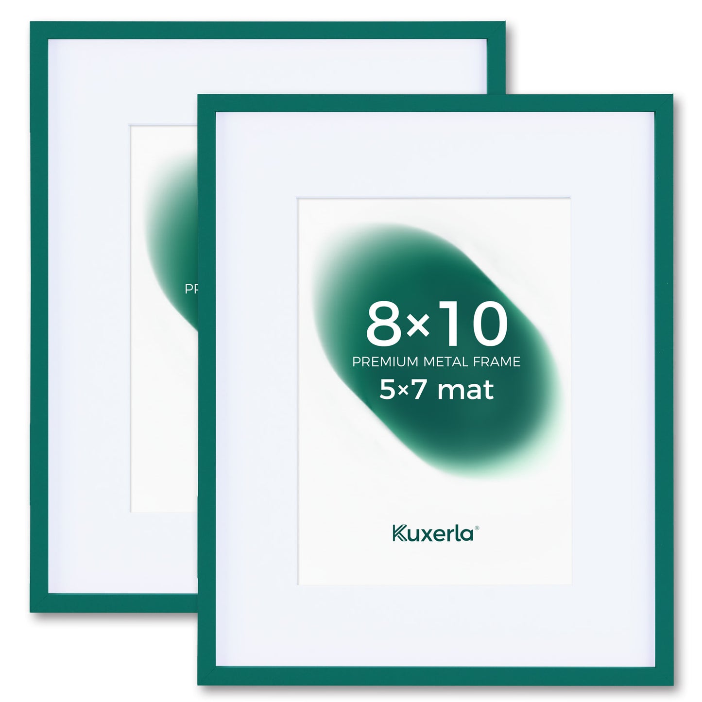 Kuxerla 8x10 Picture Frame Holds 5x7 Picture with Mat or 8x10 Picture without Mat,With Clear Acrylic Front and MDF Back Panel,Pack of 2,Green
